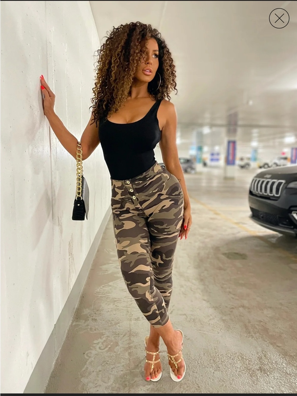 Freddy Camo High-Waist Skinny Ankle Pants - Black/Olive/Brown